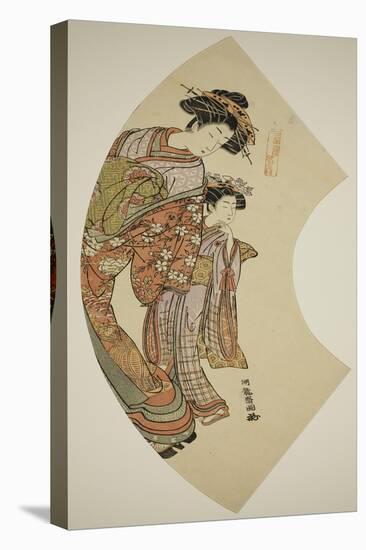 The Courtesan Hanaogi of the Ogiya and Her Attendant, C.1777-78-Isoda Koryusai-Stretched Canvas