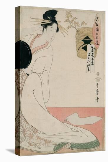 The Courtesan Hanazuma of Hyogoya from the Series 'Brands of Sake Linked with Six Selected Courtesa-Kitagawa Utamaro-Stretched Canvas
