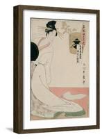 The Courtesan Hanazuma of Hyogoya from the Series 'Brands of Sake Linked with Six Selected Courtesa-Kitagawa Utamaro-Framed Giclee Print