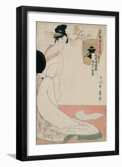 The Courtesan Hanazuma of Hyogoya from the Series 'Brands of Sake Linked with Six Selected Courtesa-Kitagawa Utamaro-Framed Giclee Print