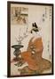 The Courtesan Karakoto of the Chojiya Seated by an Arrangement of Plum Flowers-Kitagawa Utamaro-Framed Giclee Print