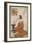 The Courtesan, Karakoto of the Chojiya, Seated by an Arrangement of Plum Flowers-Kitagawa Utamaro-Framed Giclee Print
