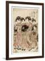 The Courtesan Komurasaki of the Kadotamaya Brothel with Her Attendants Namiji An, 1775-80-Isoda Koryusai-Framed Giclee Print