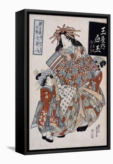 The Courtesan Shiratama from the Tamaya House, C.1825-Keisai Eisen-Framed Stretched Canvas