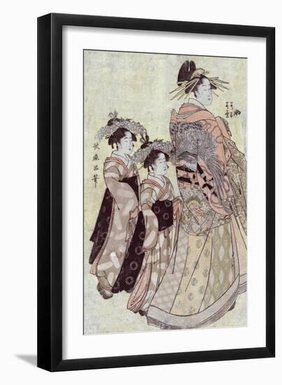 The Courtesan Somenosuke of the House of Matsuba, Japanese Wood-Cut Print-Lantern Press-Framed Art Print