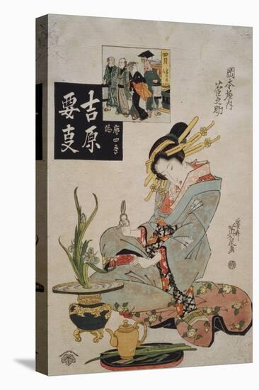 The Courtesan Suganosuke of Okamoto- Ya in the Fourth Month-Keisai Eisen-Stretched Canvas