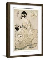 The Courtesan Takigawa and Her Attendant from the Ogiya in Allusion to the Poet, 1800-02-Kitagawa Utamaro-Framed Giclee Print