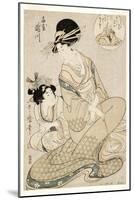 The Courtesan Takigawa and Her Attendant from the Ogiya in Allusion to the Poet, 1800-02-Kitagawa Utamaro-Mounted Giclee Print