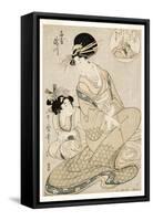 The Courtesan Takigawa and Her Attendant from the Ogiya in Allusion to the Poet, 1800-02-Kitagawa Utamaro-Framed Stretched Canvas