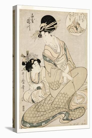 The Courtesan Takigawa and Her Attendant from the Ogiya in Allusion to the Poet, 1800-02-Kitagawa Utamaro-Stretched Canvas