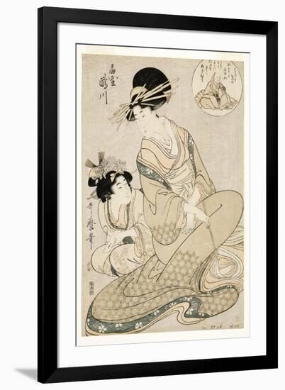 The Courtesan Takigawa and Her Attendant from the Ogiya in Allusion to the Poet, 1800-02-Kitagawa Utamaro-Framed Giclee Print