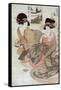 The Courtesan Tsukasa of Ogiya with Attendant, Japanese Wood-Cut Print-Lantern Press-Framed Stretched Canvas