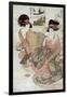 The Courtesan Tsukasa of Ogiya with Attendant, Japanese Wood-Cut Print-Lantern Press-Framed Art Print