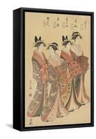 The Courtesans Mitsuhata, Senzan, Misayama, Itotaki, and Oribae-Hosoda Eishi-Framed Stretched Canvas