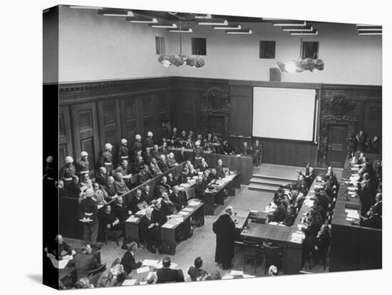 The Courtroom Crowded with Lawyers and Defendents During the Nuremberg Trial-Ed Clark-Stretched Canvas