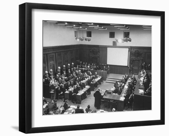 The Courtroom Crowded with Lawyers and Defendents During the Nuremberg Trial-Ed Clark-Framed Photographic Print