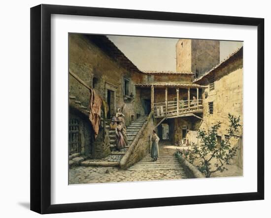 The Courtyard in Anguillara Palace in Rome, from the Series Disappeared Rome-Ettore Roesler Franz-Framed Giclee Print