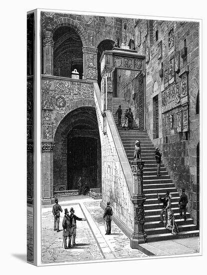 The Courtyard of the Bargello, Florence, Italy, 1882-null-Stretched Canvas