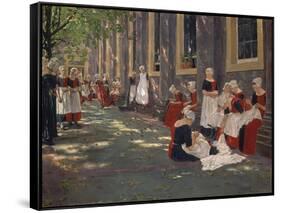 The Courtyard of the Orphanage in Amsterdam: Free Period in the Amsterdam Orphanage, 1881-1882 (Oil-Max Liebermann-Framed Stretched Canvas