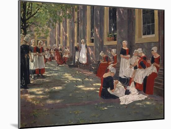 The Courtyard of the Orphanage in Amsterdam: Free Period in the Amsterdam Orphanage, 1881-1882 (Oil-Max Liebermann-Mounted Giclee Print