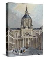 The Courtyard of the Sorbonne, Mid 19th Century (Colour Engraving)-Emile Rouergue-Stretched Canvas