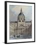 The Courtyard of the Sorbonne, Mid 19th Century (Colour Engraving)-Emile Rouergue-Framed Giclee Print