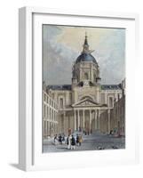 The Courtyard of the Sorbonne, Mid 19th Century (Colour Engraving)-Emile Rouergue-Framed Giclee Print