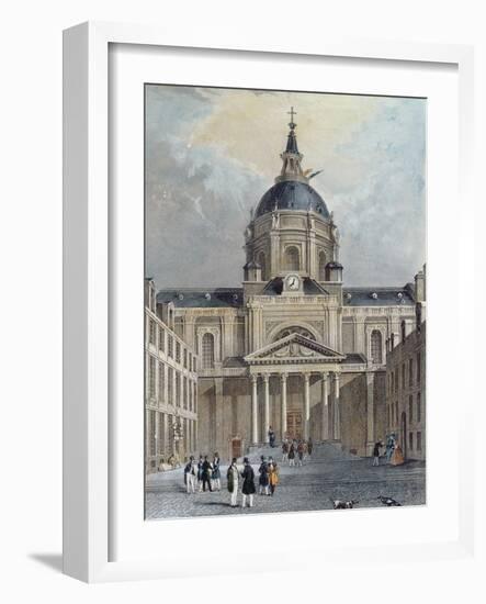 The Courtyard of the Sorbonne, Mid 19th Century (Colour Engraving)-Emile Rouergue-Framed Giclee Print