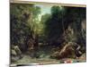 The Covered Stream, known as the Entrance to the Vallee Du Puits-Noir, Doubs: Effect of Twilight Pa-Gustave Courbet-Mounted Giclee Print