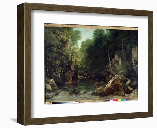 The Covered Stream, known as the Entrance to the Vallee Du Puits-Noir, Doubs: Effect of Twilight Pa-Gustave Courbet-Framed Giclee Print