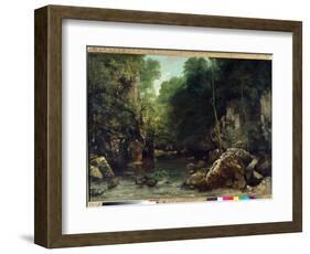 The Covered Stream, known as the Entrance to the Vallee Du Puits-Noir, Doubs: Effect of Twilight Pa-Gustave Courbet-Framed Giclee Print