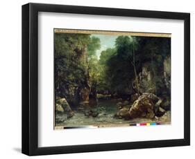 The Covered Stream, known as the Entrance to the Vallee Du Puits-Noir, Doubs: Effect of Twilight Pa-Gustave Courbet-Framed Giclee Print