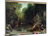 The Covered Stream, known as the Entrance to the Vallee Du Puits-Noir, Doubs: Effect of Twilight Pa-Gustave Courbet-Mounted Giclee Print