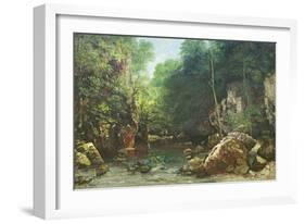The Covered Stream, or the Dark Stream, 1865-Gustave Courbet-Framed Giclee Print