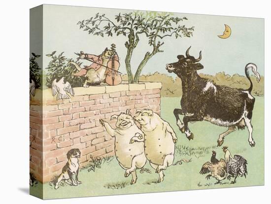 The Cow Jumped Over the Moon-Randolph Caldecott-Stretched Canvas