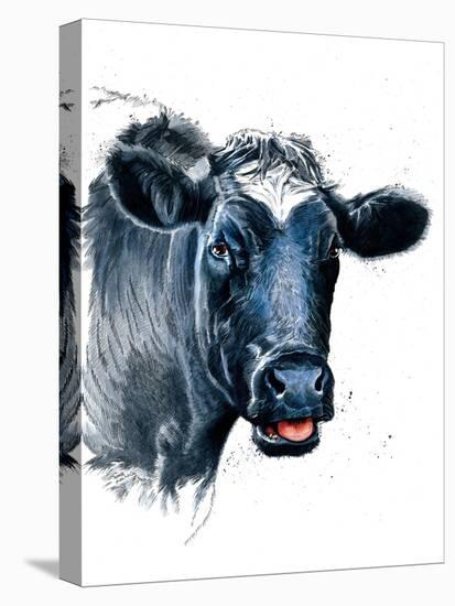 The Cow on White, 2021, (Pen and Ink)-Mike Davis-Stretched Canvas