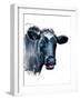 The Cow on White, 2021, (Pen and Ink)-Mike Davis-Framed Giclee Print