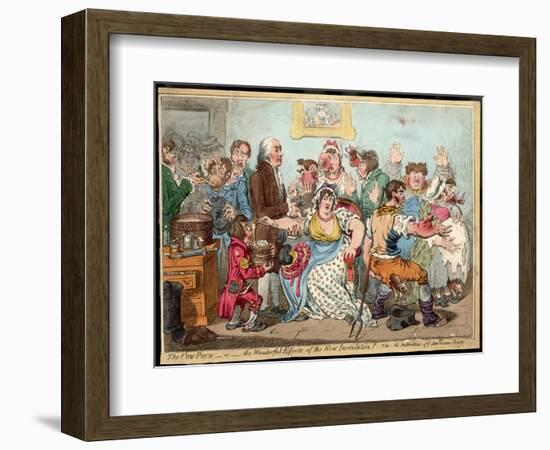 The "Cow Pock" or the Wonderful Effects of the New Inoculation, Satire on Jenner's Treatment-James Gillray-Framed Photographic Print