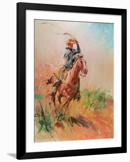 The Cow Puncher, Sucker Rod. Albert Ozborn,-Terence Cuneo-Framed Giclee Print