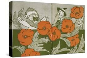 The Cowardly Lion, Scarecrow and Tin Woodman in the Deadly Field Of Poppies-William Denslow-Stretched Canvas