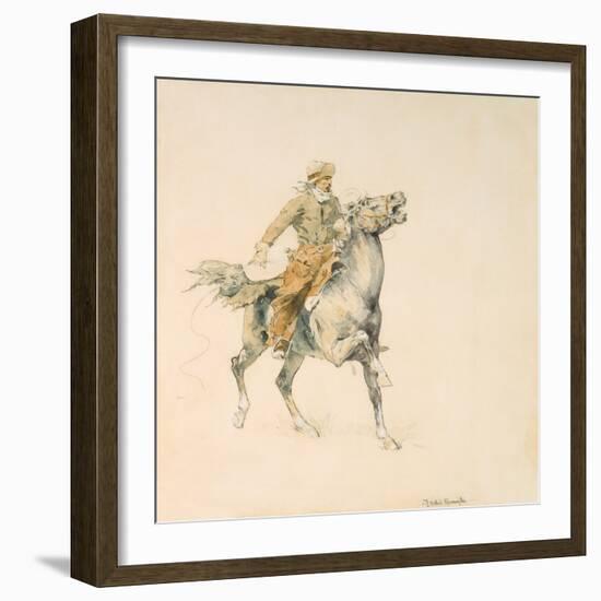 The Cowboy, C.1897 (W/C on Paper)-Frederic Remington-Framed Giclee Print