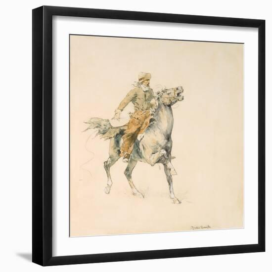 The Cowboy, C.1897 (W/C on Paper)-Frederic Remington-Framed Giclee Print