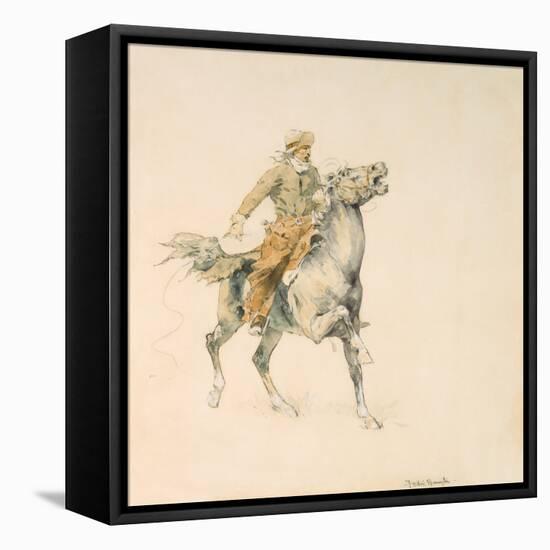 The Cowboy, C.1897 (W/C on Paper)-Frederic Remington-Framed Stretched Canvas