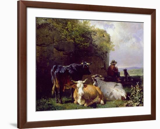 The Cowherd, 19Th Century-Friedrich Johann Voltz-Framed Giclee Print