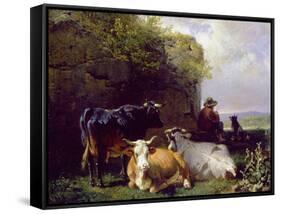 The Cowherd, 19Th Century-Friedrich Johann Voltz-Framed Stretched Canvas