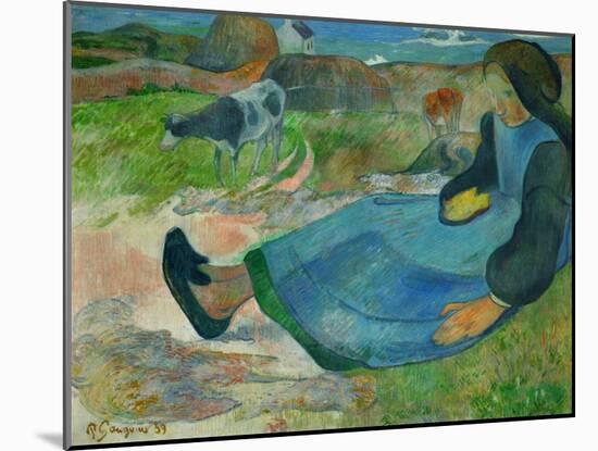 The Cowherd or Young Woman from Brittany, 1889-Paul Gauguin-Mounted Giclee Print