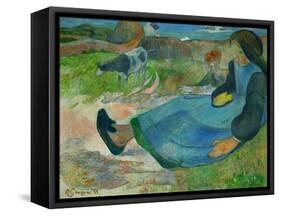 The Cowherd or Young Woman from Brittany, 1889-Paul Gauguin-Framed Stretched Canvas