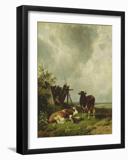 The Cows, 19Th Century-Friedrich Johann Voltz-Framed Giclee Print