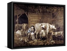 The Cowshed-George Morland-Framed Stretched Canvas