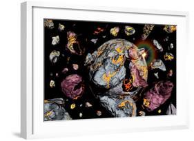 The Creation of a New Planet as Gravity Brings Together All Matter of Space Debris-null-Framed Art Print